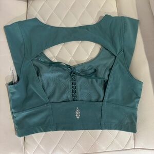 FP Movement Teal Lace Up Longline Crop Top Sports Bra Medium